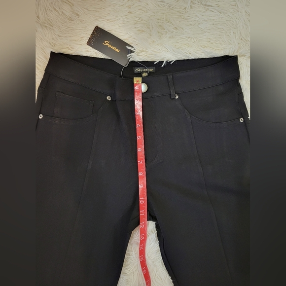 Shinestar Women Black Skinny Dress Pants w/ front slits size XL - Picture 5 of 9